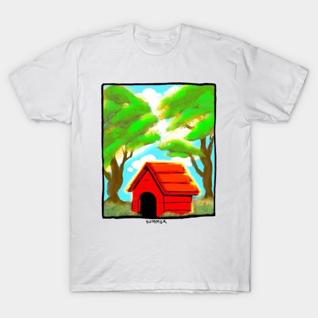 The Red Dog House in Summer T-Shirt by Madelinn